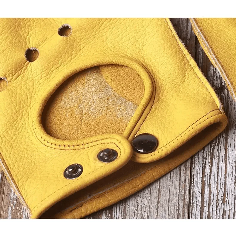 Elegant Men Leather Fingerless Gloves Yellow Cool Stylish Design Comfortable Gloves For Men