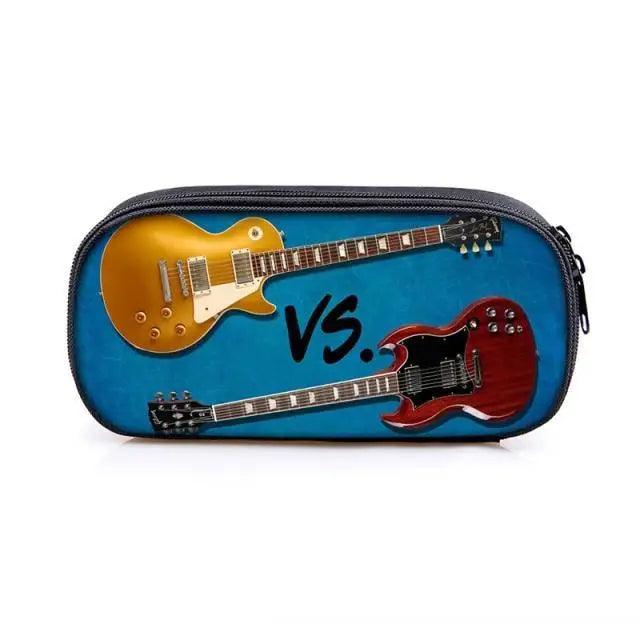 Elegant Music Note Piano Pen Case Holder Stylish Black/White Pencil Bag Guitar Pencil Case Unique Stationery Case For School