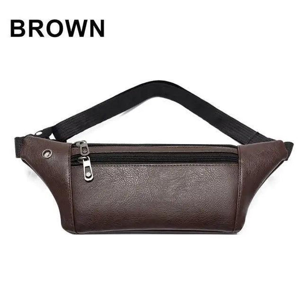 Elegant New Black Mens Leather Waist Bag Adjustable Strap Outdoors  Fanny Pack Comfortable Luxury Design For Men