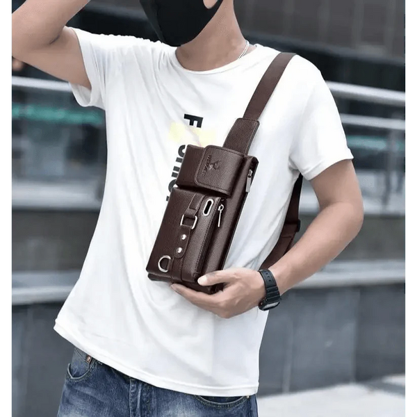 Elegant New Black Mens Leather Waist Bag Adjustable Strap Outdoors  Fanny Pack Comfortable Luxury Design For Men