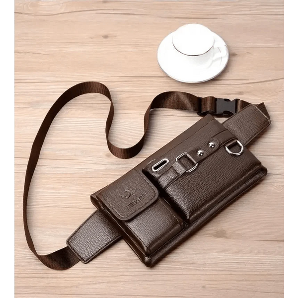 Elegant New Black Mens Leather Waist Bag Adjustable Strap Outdoors  Fanny Pack Comfortable Luxury Design For Men