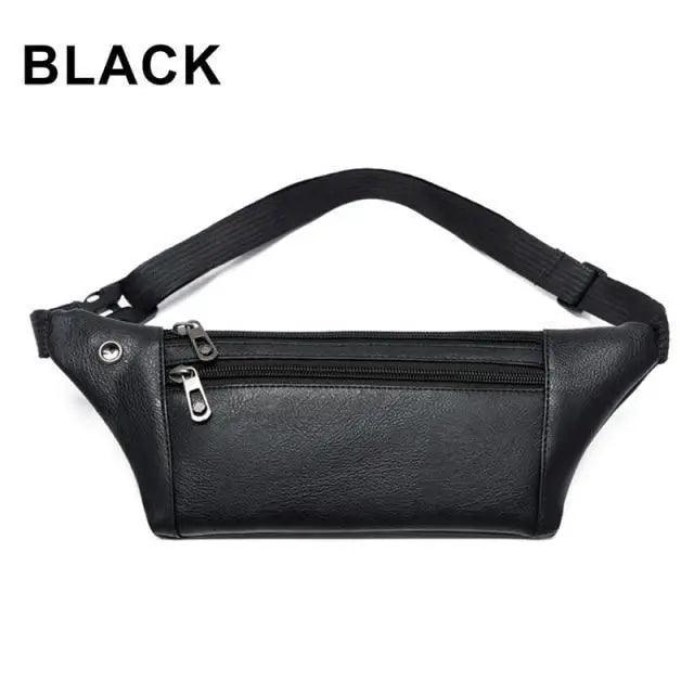 Elegant New Black Mens Leather Waist Bag Adjustable Strap Outdoors  Fanny Pack Comfortable Luxury Design For Men