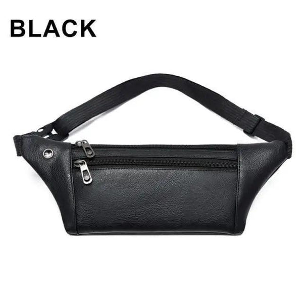 Elegant New Black Mens Leather Waist Bag Adjustable Strap Outdoors  Fanny Pack Comfortable Luxury Design For Men