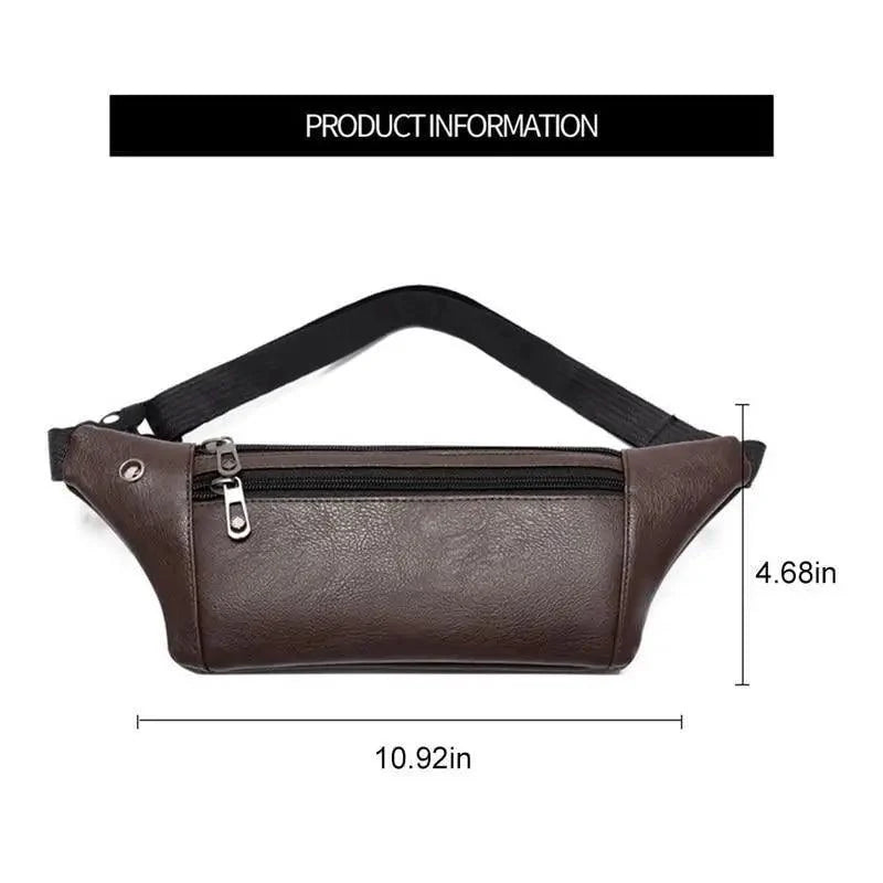 Elegant New Black Mens Leather Waist Bag Adjustable Strap Outdoors  Fanny Pack Comfortable Luxury Design For Men