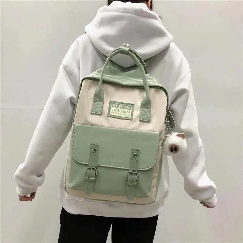 Elegant Nylon Candy Color Waterproof School Bags for Teenagers Girls And Women Nice Patchwork On Backpack For Female