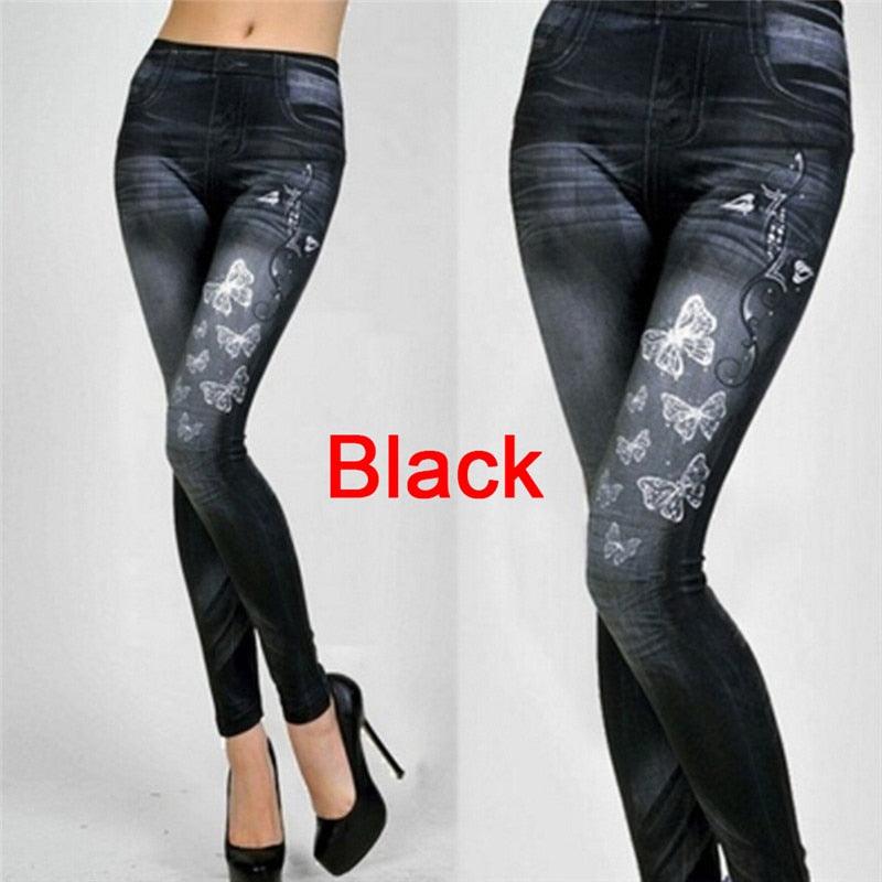 Elegant One Size Women Leggings Jeans Pants With Pocket Slim Leggings Women Fitness Blue Black Women's Classic Legging With Pockets Stretch Elastic Leggings Jeans