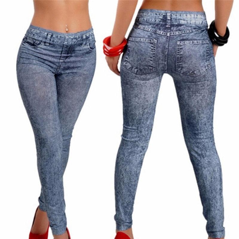 Elegant One Size Women Leggings Jeans Pants With Pocket Slim Leggings Women Fitness Blue Black Women's Classic Legging With Pockets Stretch Elastic Leggings Jeans