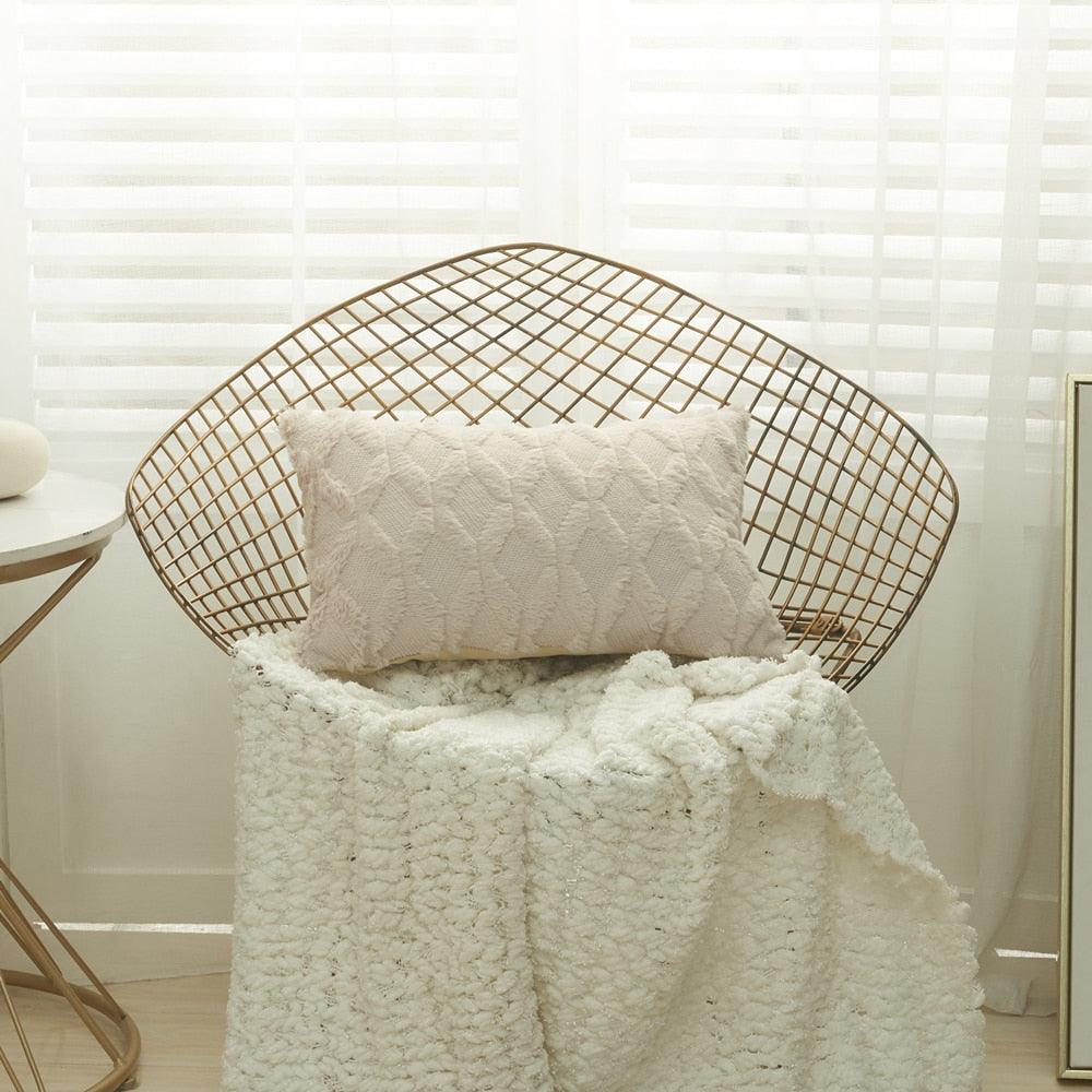 Elegant Plush Pillow Cover Geometric Soft Plush Short Wool Velvet Decorative Throw Pillow Covers Luxury Style Cushion Case Pillow Decorative Throw Pillow Case Soft Cozy Bed Cushion Cover Faux Fur Home Decor