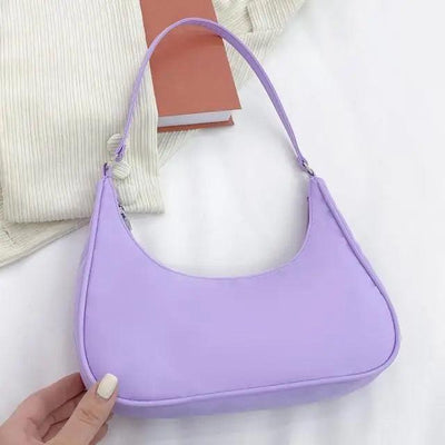Elegant Pure Color Shoulder Underarm Bags, Casual Ladies Zipper Small Purse Top-handle Handbag For Ladies And Girls