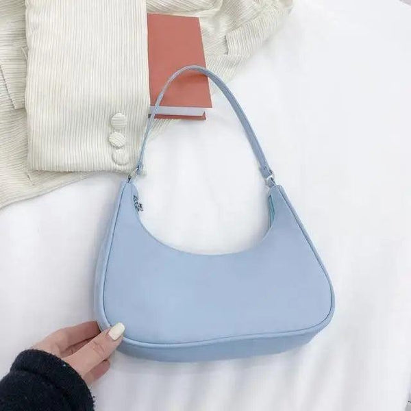 Elegant Pure Color Shoulder Underarm Bags, Casual Ladies Zipper Small Purse Top-handle Handbag For Ladies And Girls