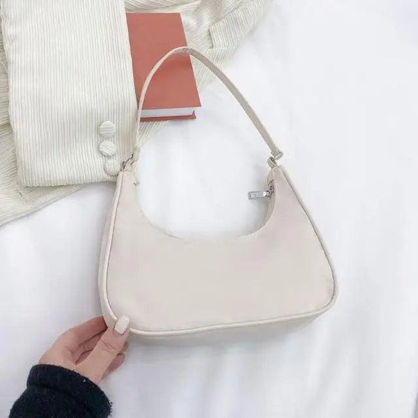 Elegant Pure Color Shoulder Underarm Bags, Casual Ladies Zipper Small Purse Top-handle Handbag For Ladies And Girls
