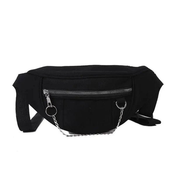 Elegant Purple Ladies Chain Waist Bag Canvas Fanny Pack Luxury Outdoor Chest Bag Phone Purse For Everyday Use