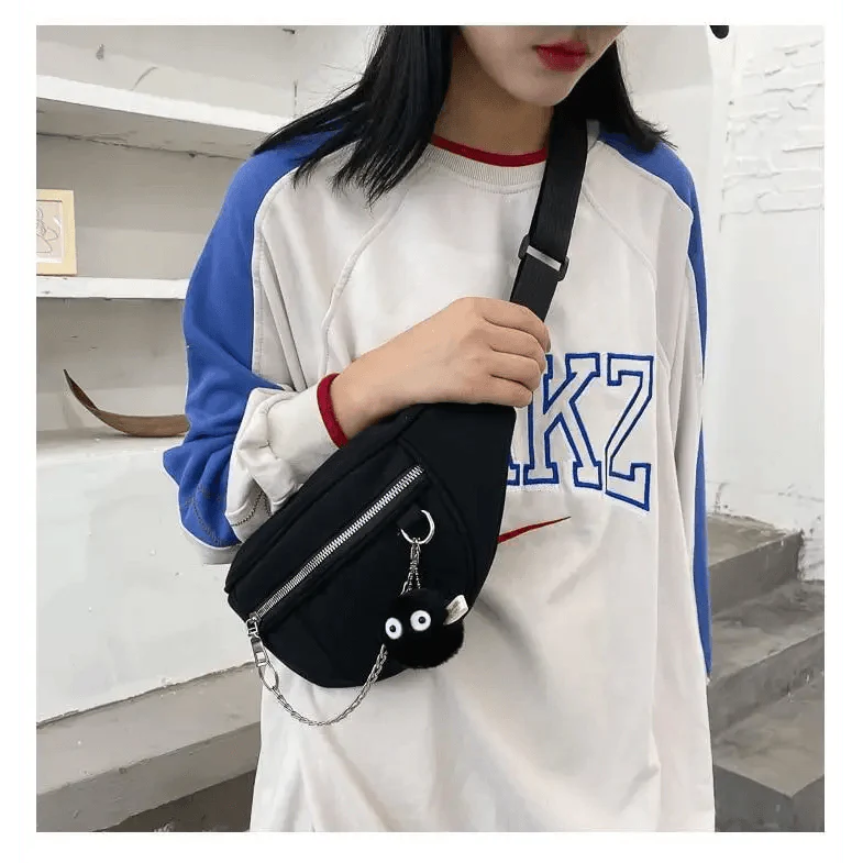Elegant Purple Ladies Chain Waist Bag Canvas Fanny Pack Luxury Outdoor Chest Bag Phone Purse For Everyday Use