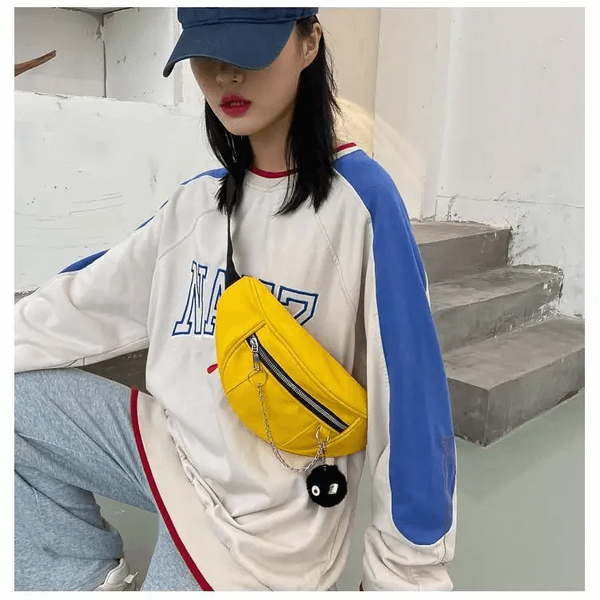 Elegant Purple Ladies Chain Waist Bag Canvas Fanny Pack Luxury Outdoor Chest Bag Phone Purse For Everyday Use