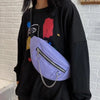 Elegant Purple Ladies Chain Waist Bag Canvas Fanny Pack Luxury Outdoor Chest Bag Phone Purse For Everyday Use