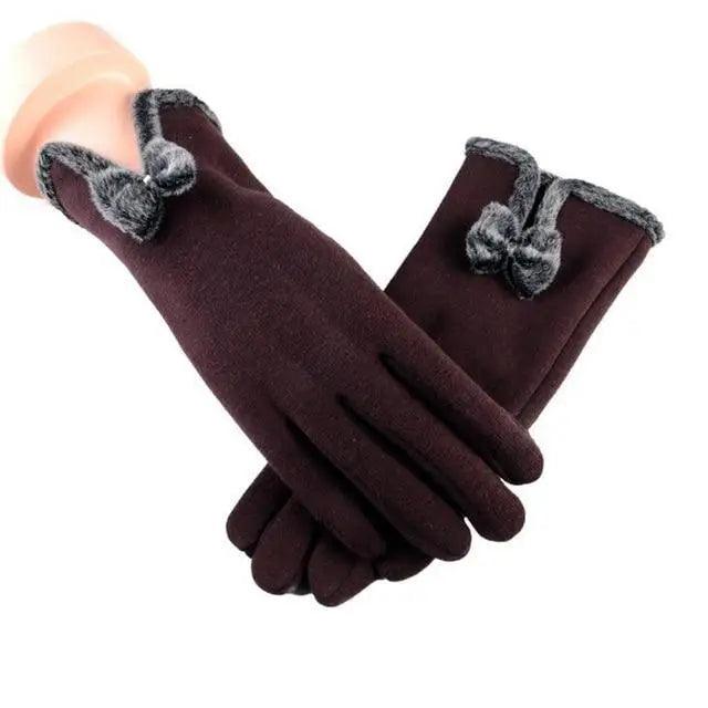 Elegant Red Autumn Full Finger Warm Women Gloves Classic Soft Comfortable Winter One Size Gloves For Women