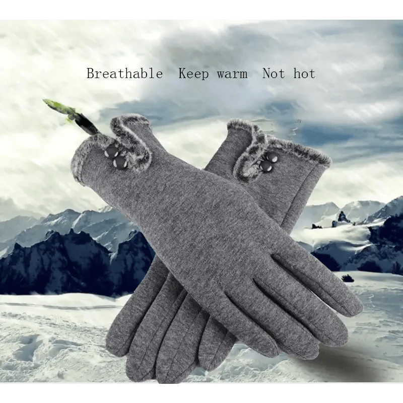 Elegant Red Autumn Full Finger Warm Women Gloves Classic Soft Comfortable Winter One Size Gloves For Women