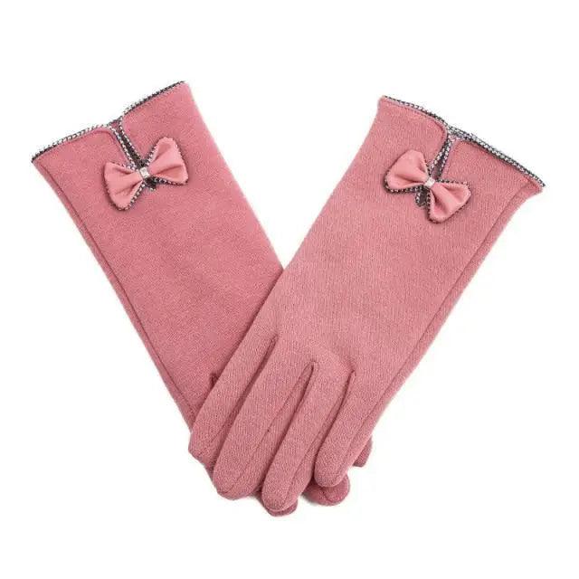Elegant Red Autumn Full Finger Warm Women Gloves Classic Soft Comfortable Winter One Size Gloves For Women
