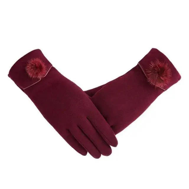 Elegant Red Autumn Full Finger Warm Women Gloves Classic Soft Comfortable Winter One Size Gloves For Women