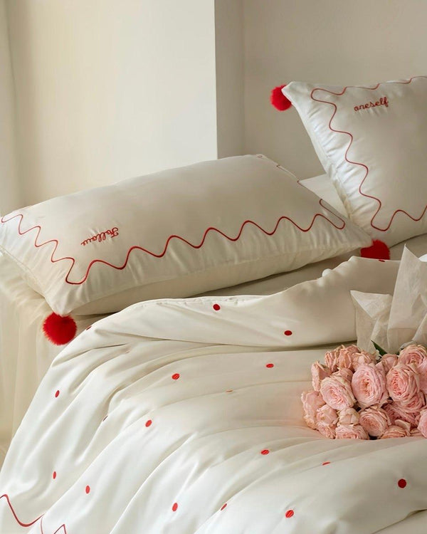 Elegant Retro Polka Dot Silky Smooth Tencel Lyocell Queen Size Duvet Cover Set