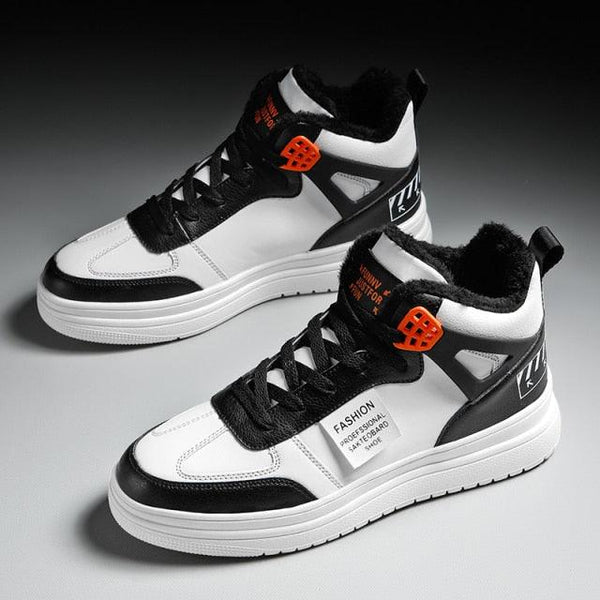 Elegant Sport Men's Sneaker Trend High Top Platform Shoes Spring Vulcanized Shoes Leather Casual Sport Fashion Flat Low Top Sneaker Lace-up Modern Design