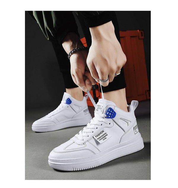 Elegant Sport Men's Sneaker Trend High Top Platform Shoes Spring Vulcanized Shoes Leather Casual Sport Fashion Flat Low Top Sneaker Lace-up Modern Design