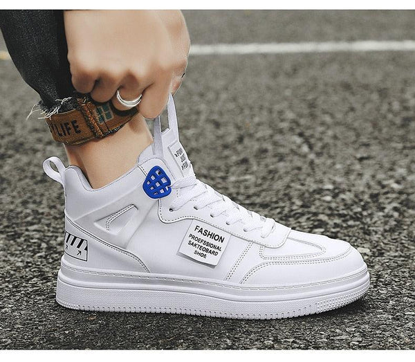 Elegant Sport Men's Sneaker Trend High Top Platform Shoes Spring Vulcanized Shoes Leather Casual Sport Fashion Flat Low Top Sneaker Lace-up Modern Design