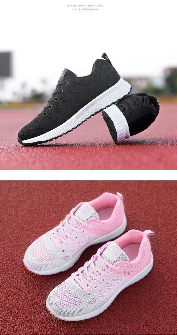 Elegant Sport Womens Sneakers Flats Casual Tennis Shoes Summer Lace-Up Mesh Light Breathable Casual Comfort Non Slip Lightweight Breathable Mesh Athletic Sneakers
