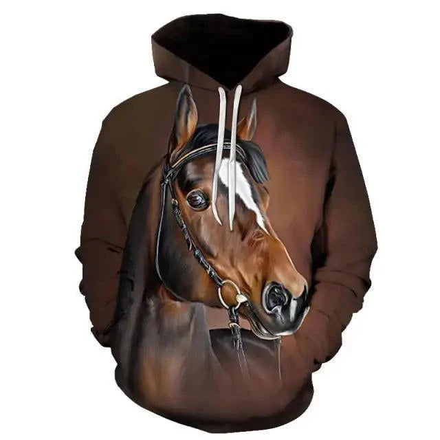 Elegant Sweaty Hoodie Popular Men's And Women's Sweatshirt Highest Value Animal 3D Printing Fashion Pullover Full Size  3D Horse Graphics Print Hoodie for Men Streetwear Casual Fashion Sweatshirt