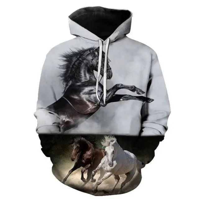 Elegant Sweaty Hoodie Popular Men's And Women's Sweatshirt Highest Value Animal 3D Printing Fashion Pullover Full Size  3D Horse Graphics Print Hoodie for Men Streetwear Casual Fashion Sweatshirt
