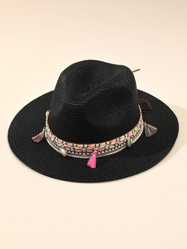 Elegant Tassel Beach Hats For Women Women's Bucket Sun Hat Max Sun Protection Holiday Hats Ladies Sun Hat Summer Straw Hats UV Protection Foldable Travel One Size Hat Modern Summer Fedoras For Party