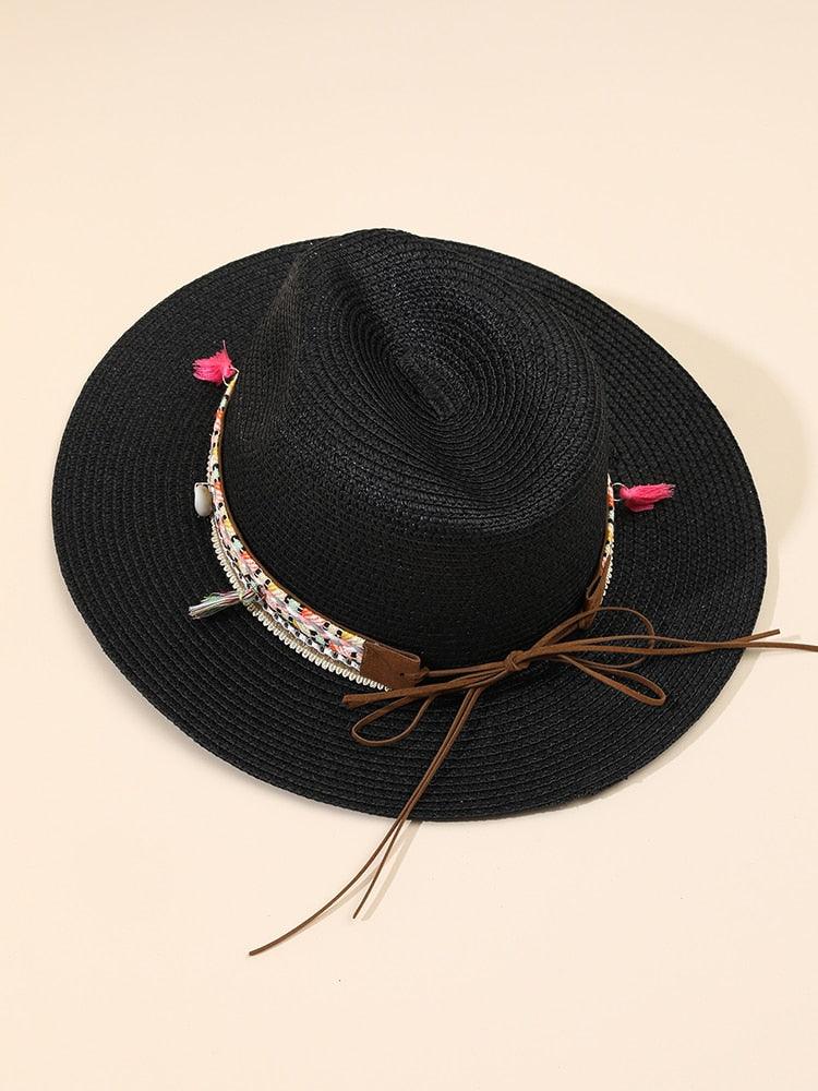 Elegant Tassel Beach Hats For Women Women's Bucket Sun Hat Max Sun Protection Holiday Hats Ladies Sun Hat Summer Straw Hats UV Protection Foldable Travel One Size Hat Modern Summer Fedoras For Party