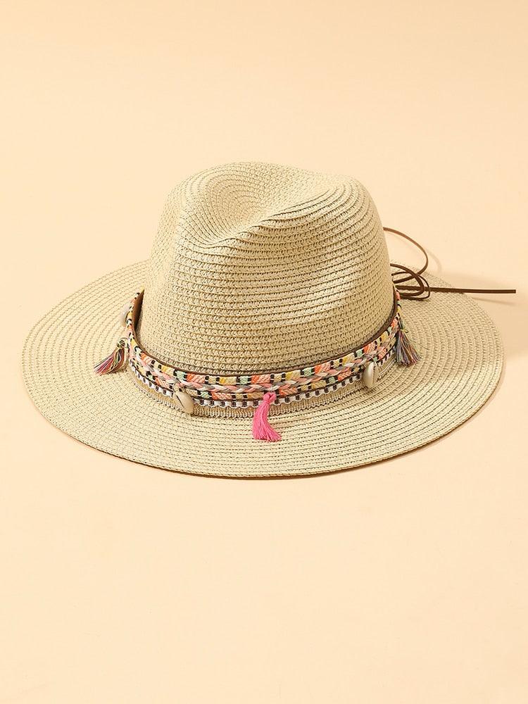 Elegant Tassel Beach Hats For Women Women's Bucket Sun Hat Max Sun Protection Holiday Hats Ladies Sun Hat Summer Straw Hats UV Protection Foldable Travel One Size Hat Modern Summer Fedoras For Party