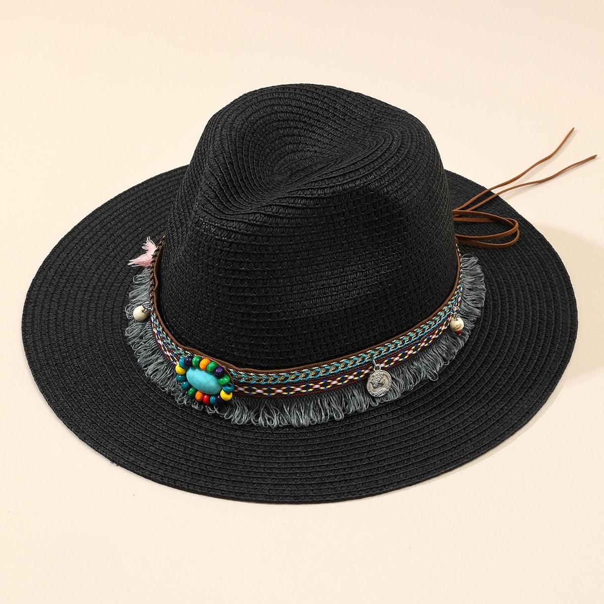 Elegant Tassel Beach Hats For Women Women's Bucket Sun Hat Max Sun Protection Holiday Hats Ladies Sun Hat Summer Straw Hats UV Protection Foldable Travel One Size Hat Modern Summer Fedoras For Party