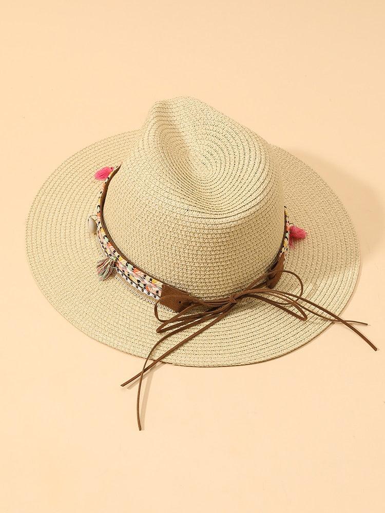 Elegant Tassel Beach Hats For Women Women's Bucket Sun Hat Max Sun Protection Holiday Hats Ladies Sun Hat Summer Straw Hats UV Protection Foldable Travel One Size Hat Modern Summer Fedoras For Party