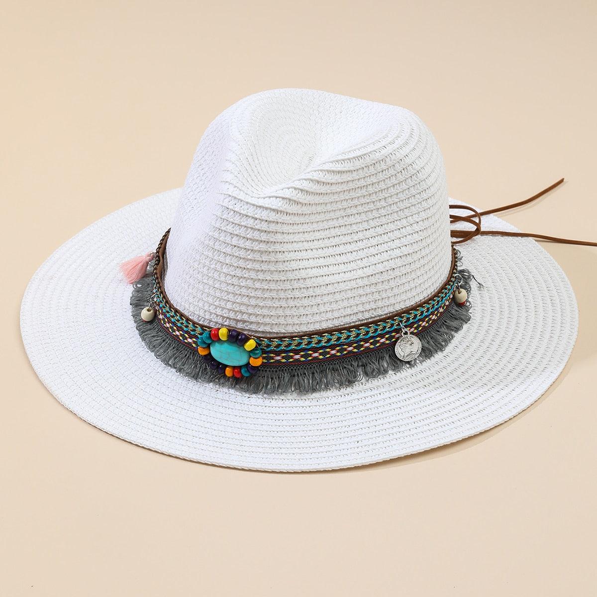 Elegant Tassel Beach Hats For Women Women's Bucket Sun Hat Max Sun Protection Holiday Hats Ladies Sun Hat Summer Straw Hats UV Protection Foldable Travel One Size Hat Modern Summer Fedoras For Party