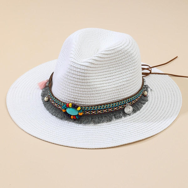 Elegant Tassel Beach Hats For Women Women's Bucket Sun Hat Max Sun Protection Holiday Hats Ladies Sun Hat Summer Straw Hats UV Protection Foldable Travel One Size Hat Modern Summer Fedoras For Party