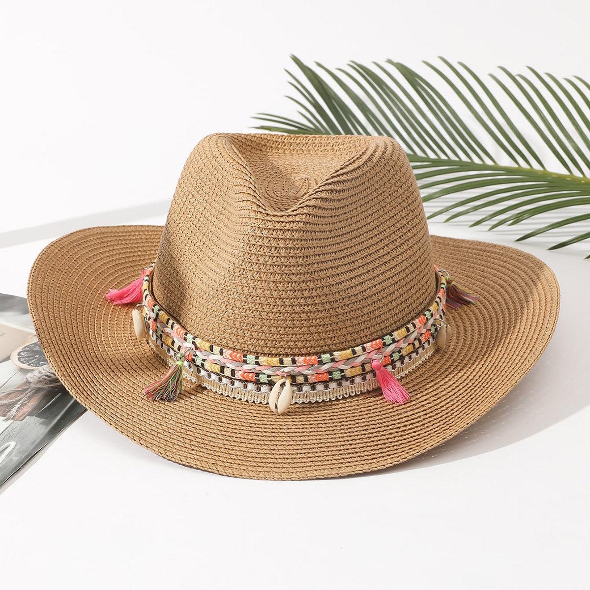 Elegant Tassel Beach Hats For Women Women's Bucket Sun Hat Max Sun Protection Holiday Hats Ladies Sun Hat Summer Straw Hats UV Protection Foldable Travel One Size Hat Modern Summer Fedoras For Party