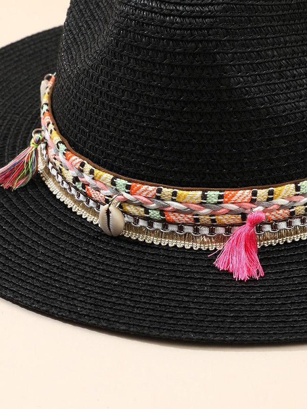 Elegant Tassel Beach Hats For Women Women's Bucket Sun Hat Max Sun Protection Holiday Hats Ladies Sun Hat Summer Straw Hats UV Protection Foldable Travel One Size Hat Modern Summer Fedoras For Party