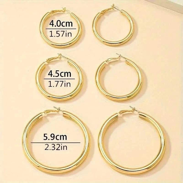 Elegant, Trendy and Shiny Gold Hoop Earrings