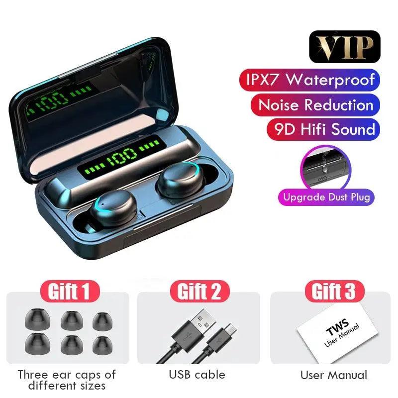 Elegant TWS Bluetooth 5.0 Earphones 2200mAh Charging Box Modern Wireless Headphone 9D Stereo Sports Waterproof Earbuds Luxury Headsets With Microphone Wireless Headphones with LED Display Wireless Earbuds with Mic, IPX8 Waterproof Touch Control Headphones