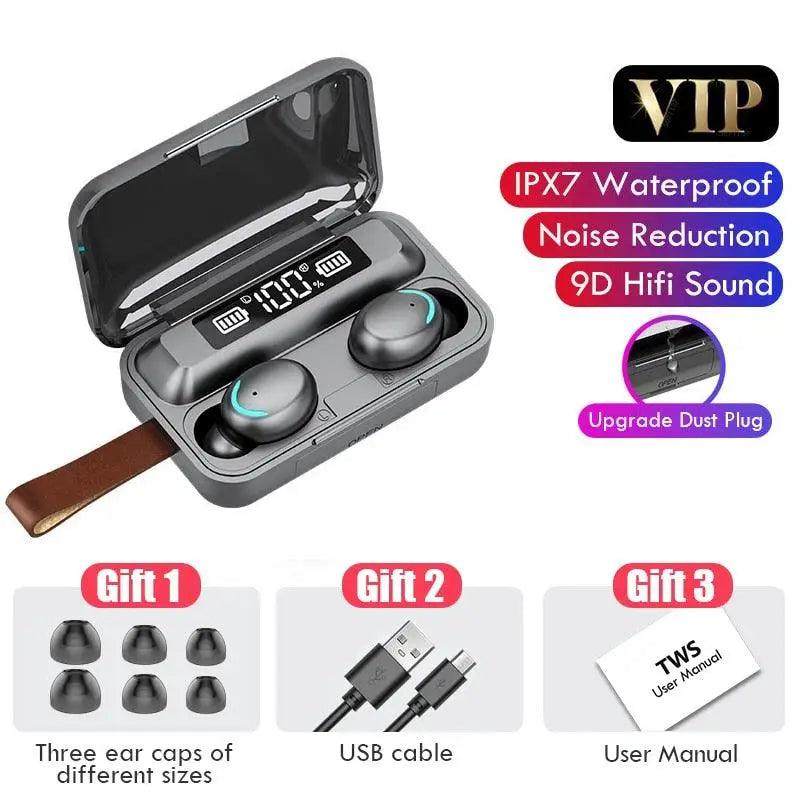 Elegant TWS Bluetooth 5.0 Earphones 2200mAh Charging Box Modern Wireless Headphone 9D Stereo Sports Waterproof Earbuds Luxury Headsets With Microphone Wireless Headphones with LED Display Wireless Earbuds with Mic, IPX8 Waterproof Touch Control Headphones