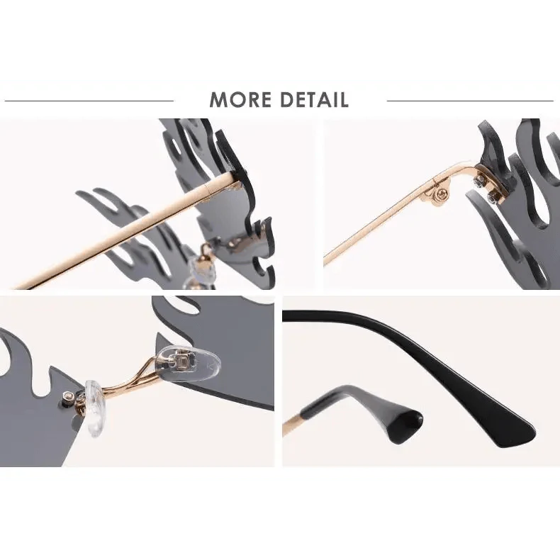 Elegant Unisex Rimless Sunglasses Women Fashion Unique Sun Glasses Design Black Red Bright Colors Perfect Gift