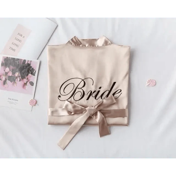 Elegant Wedding Bride Robe Lightweight Short Silk Sleepwear Women Indoor Bathrobes