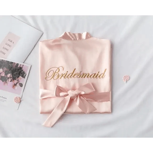 Elegant Wedding Bride Robe Lightweight Short Silk Sleepwear Women Indoor Bathrobes