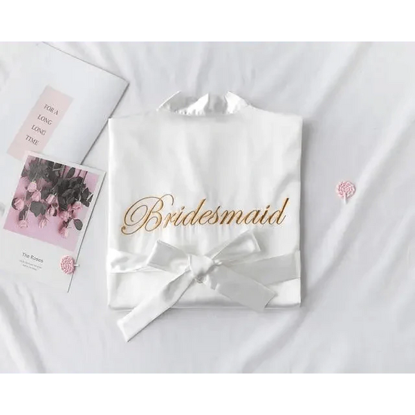 Elegant Wedding Bride Robe Lightweight Short Silk Sleepwear Women Indoor Bathrobes