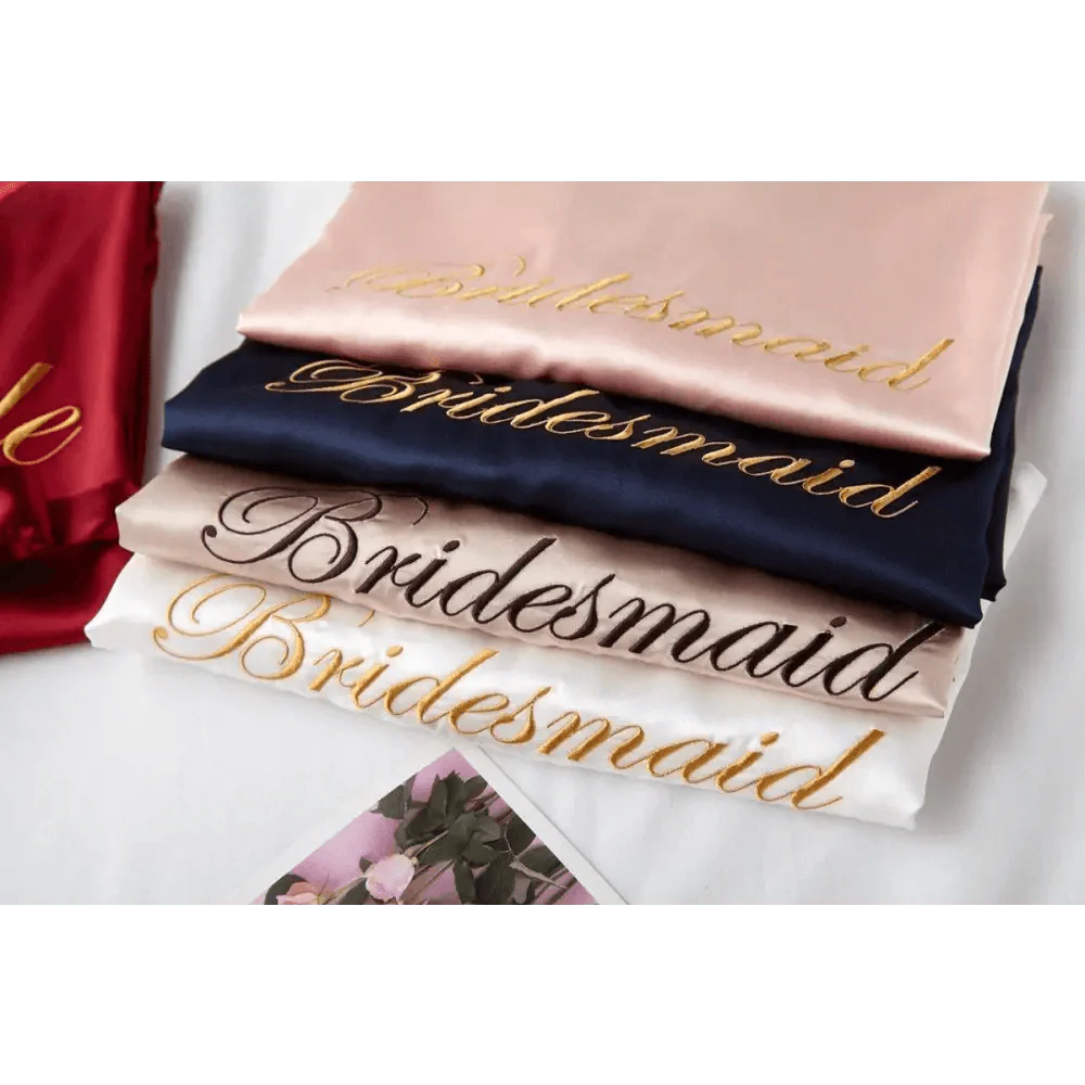 Elegant Wedding Bride Robe Lightweight Short Silk Sleepwear Women Indoor Bathrobes