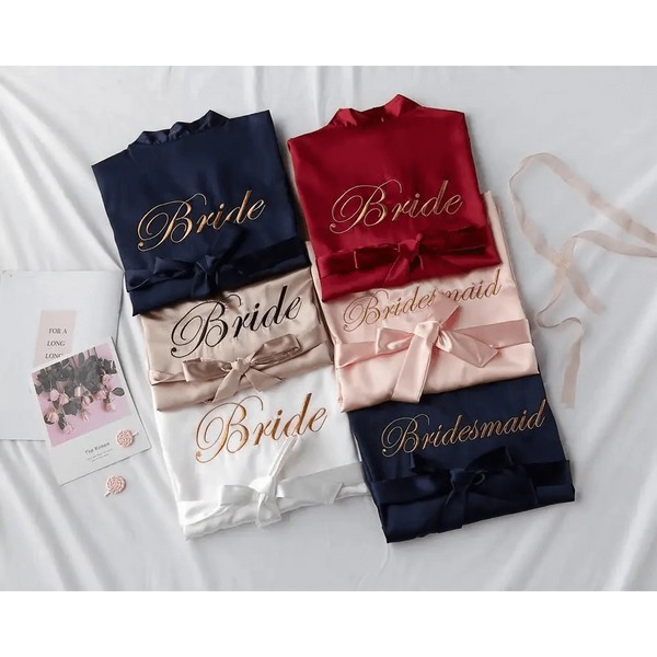 Elegant Wedding Bride Robe Lightweight Short Silk Sleepwear Women Indoor Bathrobes