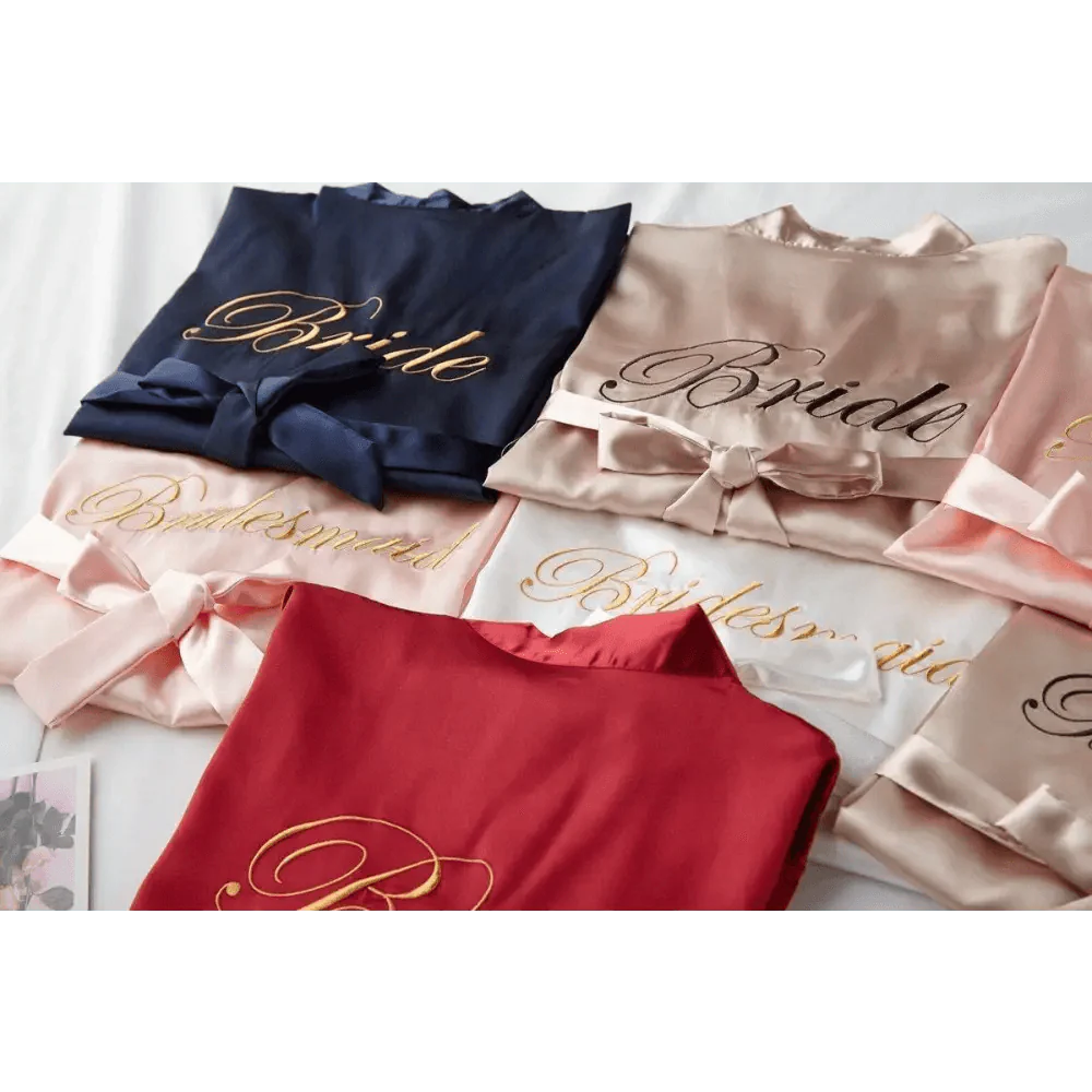 Elegant Wedding Bride Robe Lightweight Short Silk Sleepwear Women Indoor Bathrobes