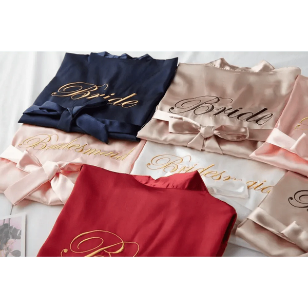 Elegant Wedding Bride Robe Lightweight Short Silk Sleepwear Women Indoor Bathrobes